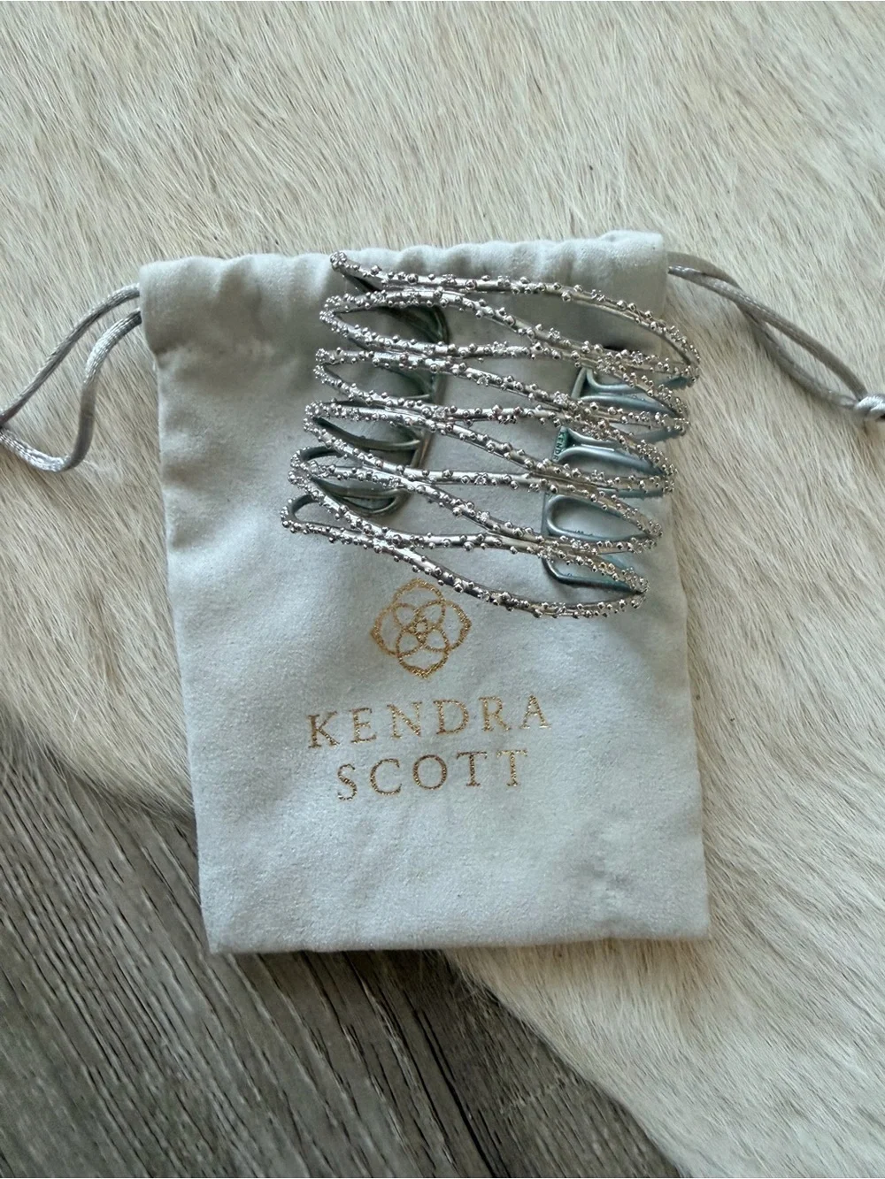 Kendra Scott Silver Textured Multi-Band Cuff Bracelet - Picture 2 of 4